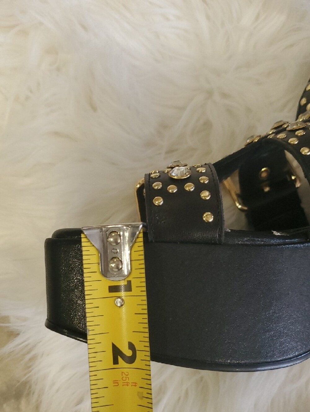 Jeffrey Campbell Nwot Black Platform Gladiator Sandals with Gold Buckles - Picture 10 of 17